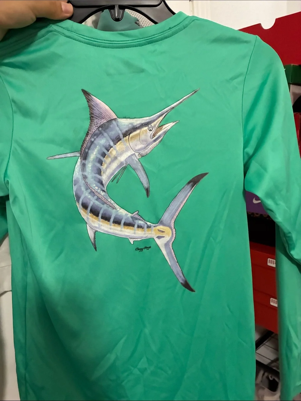 Columbia Teal Long Sleeve Performance Shirt with Yellow Logo